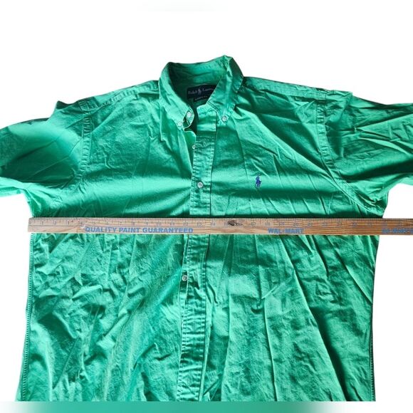 Ralph Lauren Button Up Short Sleeve Classic Fit Preppy Shirt Green Men's Sz L - Picture 8 of 10